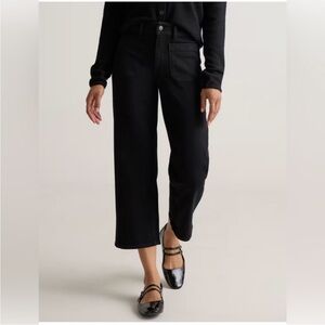 Quince Organic Cotton Patch Pocket Wide Leg Jean Black Stretch Sz 31 NEW